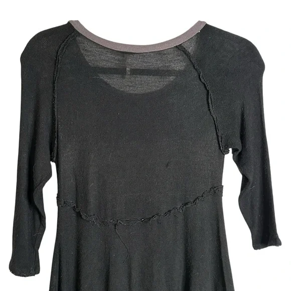 Free People Intimately Weekend Layering Top Black Gray Combo Burnout S Raw Edge - Picture 7 of 11